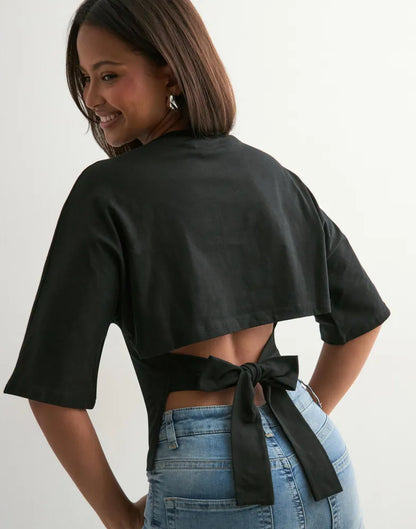 Louniva™ Open Back Tie Tee
